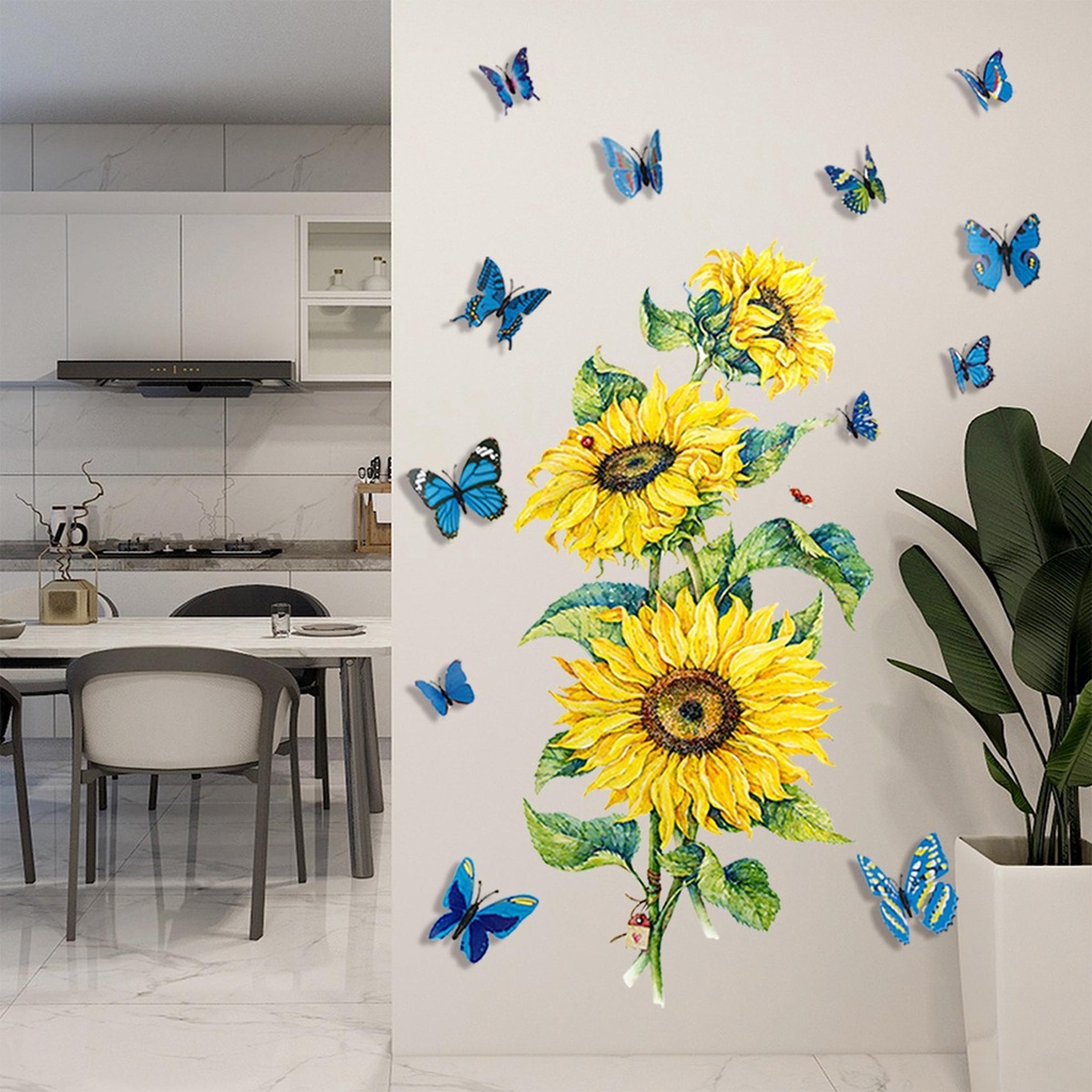 R-flower Wall Sticker Ruang Tamu Besar Cantik Butterfly Stiker Kupu-Kupu