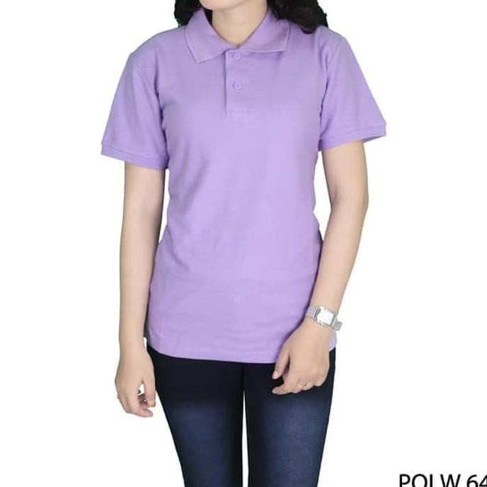 Sale Kaos Polos Kerah Ungu Muda Polw 64 - Ungu, S