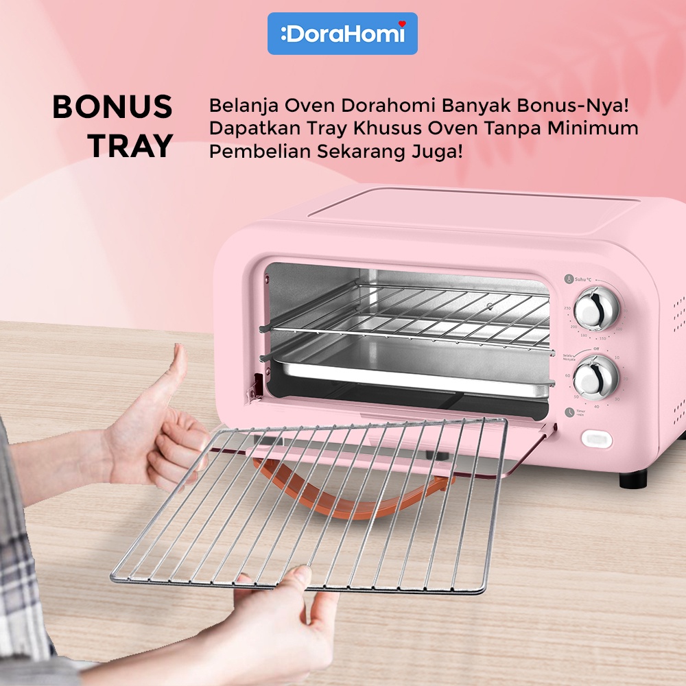 Dorahomi Oven Listrik Low Watt Electric Open Pemanggang Kue daging alat panggang Serbaguna 12 Liter