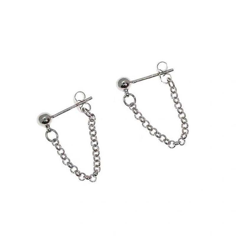 19147 Anting Tusuk Model Rantai Warna Silver Gaya Harbor untuk Wanita