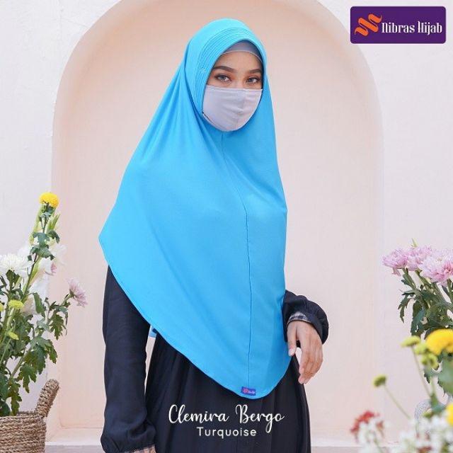 CLEMIRA BERGO SET NIBRAS HIJAB+MASKER-Turquoise