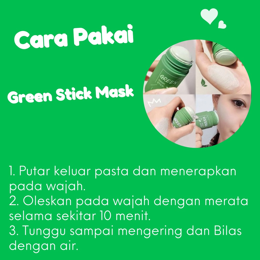 Green Tea Mask Stick Meidian Masker Wajah Penghilang Komedo Pori Pori Pria Dan Wanita Paling Ampuh 40 Gram 100% Original