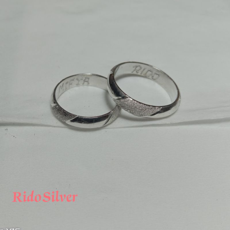 Cincin couple tunangan nikahan perak murni asli 1pcs