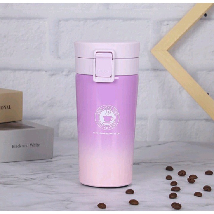 Termos Coffee Mug 380ml Warna Gradasi Tumbler Kecil Mini StainlesSteel Vakum - Botol minum Viral Design Terbaru Kekinian Berkualitas Thermos Kopi Teh Tahan Lama Untuk Penyimpanan Tahan Air Panas Dan Dingin