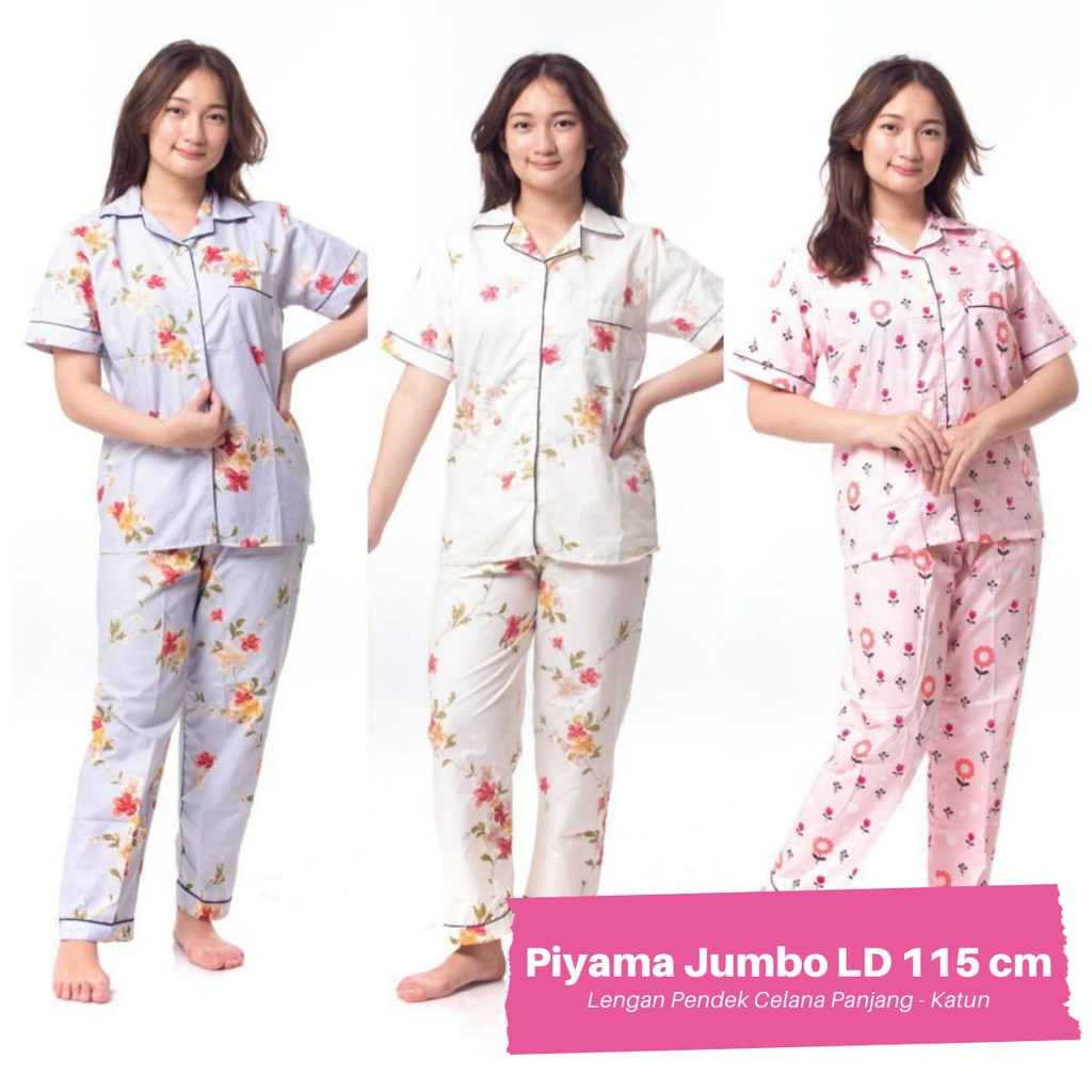 BAJU TIDUR WANITA JUMBO I PIYAMA WANITA JUMBO KEKINIAN LD 120 CM  I SETELAN WANITA