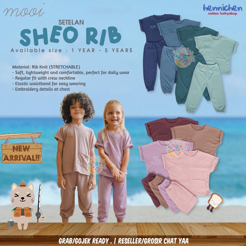 PROMO 7.7 PROMO BAJU LEBARAN MURAH MOOI SHEO RIB SET SETELAN ANAK BAJU PENDEK CELANA PANJANG PAKAIAN ANAK 1 - 5 TAHUN