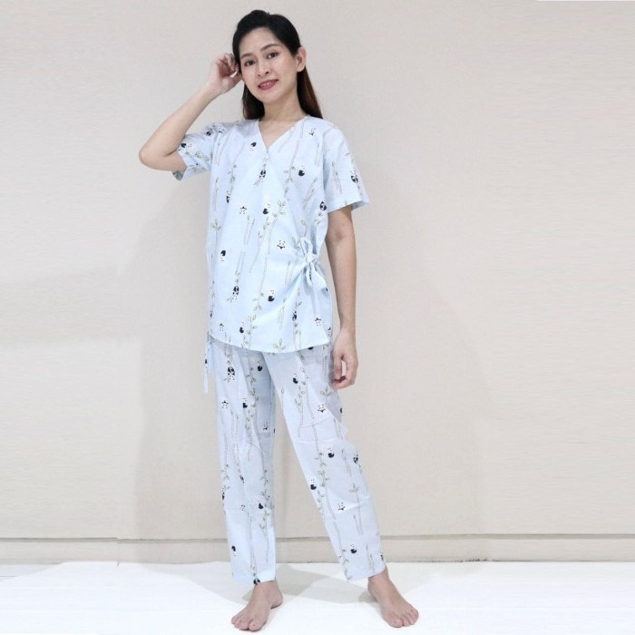 IZANY Piyama Kimono Katun Eropa Premium-PANDA BAMBO BLUE KP