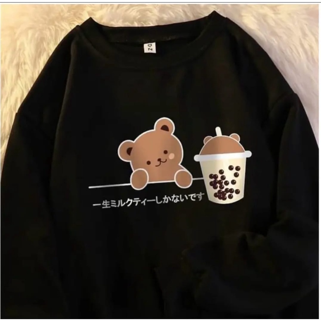 BEFAST - ZEC OOTD Sweater Wanita MINA / Sweater Oversize Embrace Cutie Bear Boba ( LD 116, PJ 60) / Sweater Casual Wanita / Pakaian Lengan Panjang Wanita / Sweater Jumbo / Fashion Ala Korean Style Wanita / Oversize Sweater Motif