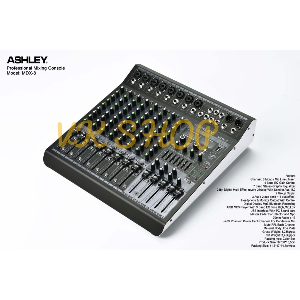 NEW MODEL MIXER AUDIO ASHLEY MDX8 / MDX 8 8CH USB - BT ORIGINAL