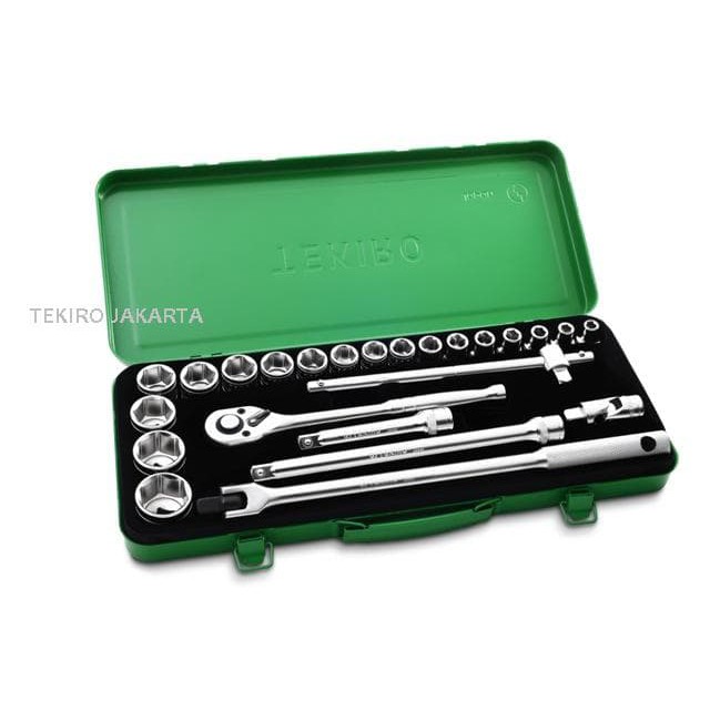 Tekiro Kunci Sock - Socket Set 1/2 Inch 24 pcs 8-32 mm Box Besi