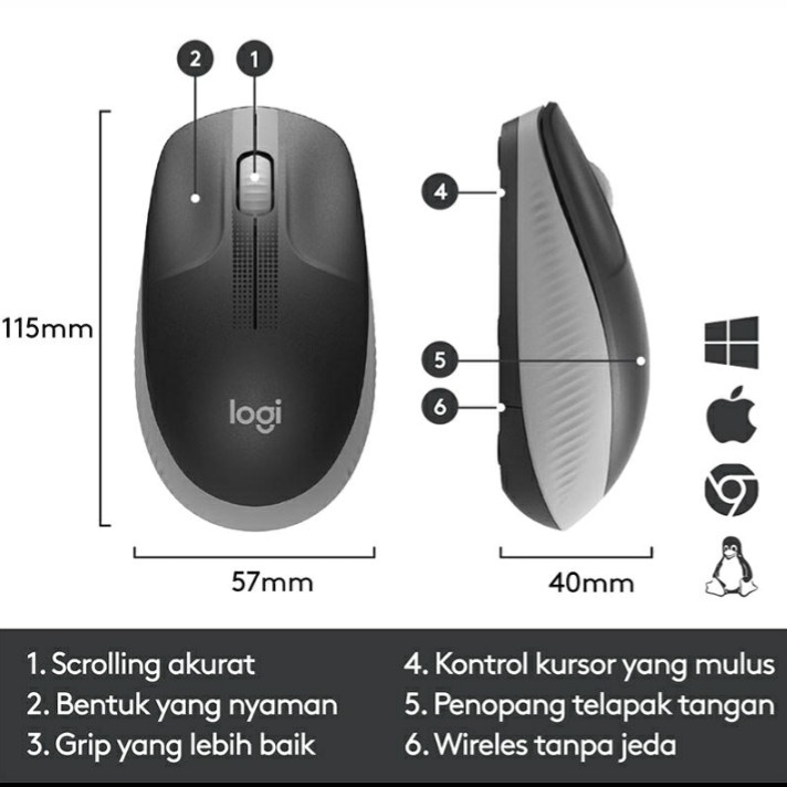 Logitech M190 Mouse Wireless Full Size