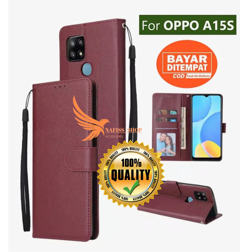 Flip Case Oppo A15 A15s 2020 flip wallet case standing flip cover Handphone