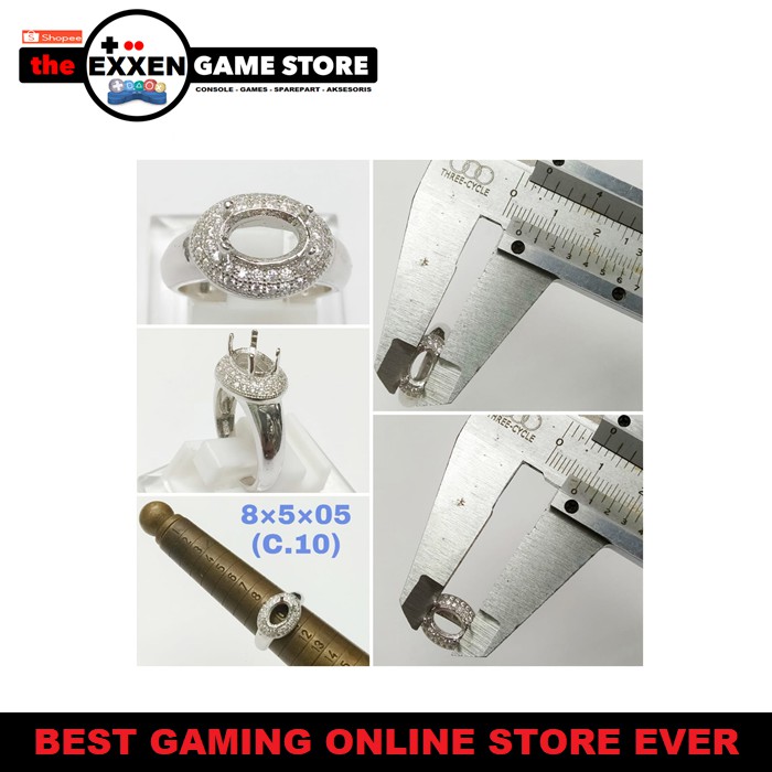 Cincin Cangkang Mangkok Emban Batu Cincin Perak Silver Hk 925