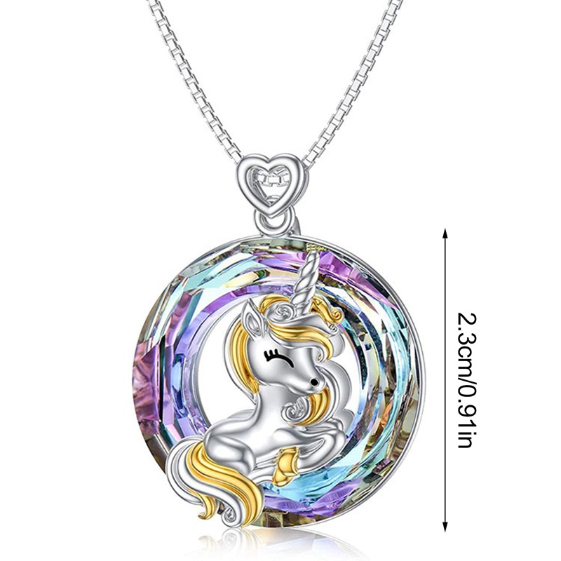 Fancyqube Kalung Liontin Unicorn Kristal Warna-Warni Untuk Wanita