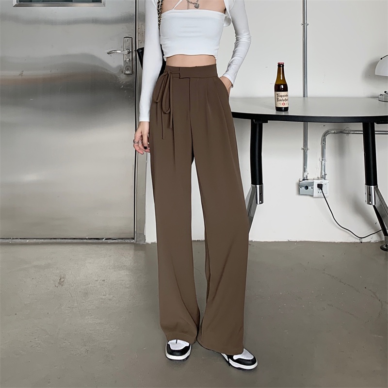 XIAOZHAINV Celana Wanita Korean Style High Waist Loose  Straight Pants Celana Wanita 0038