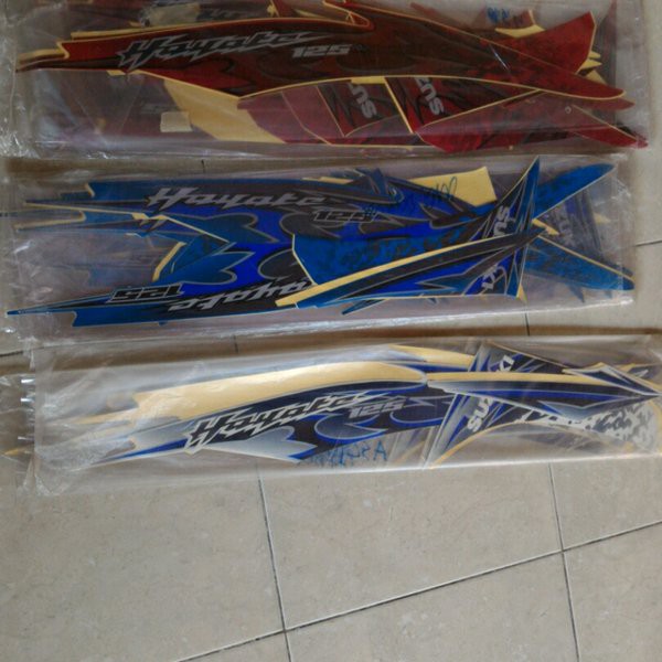 Stiker Striping Suzuki Hayate Biru Merah N Putih