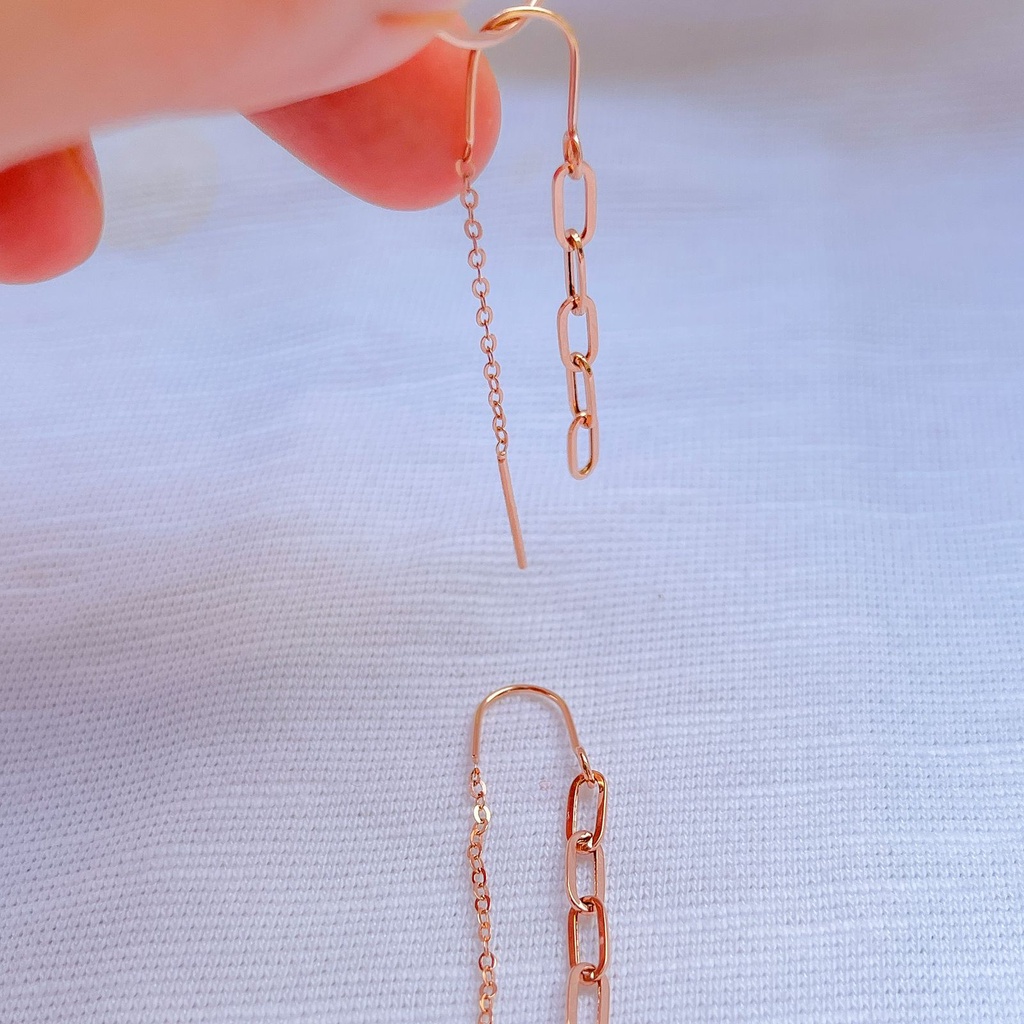 Anting anak dan dewasa emas asli kadar 750 75% 17k giwang desi gantung paperclip klip katena tali diana rosegold ringan besar 1 satu gram gr g itali vensi terbaru