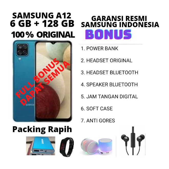 SAMSUNG A12 A 12 RAM 6/128 GRASS GARANSI RESMI