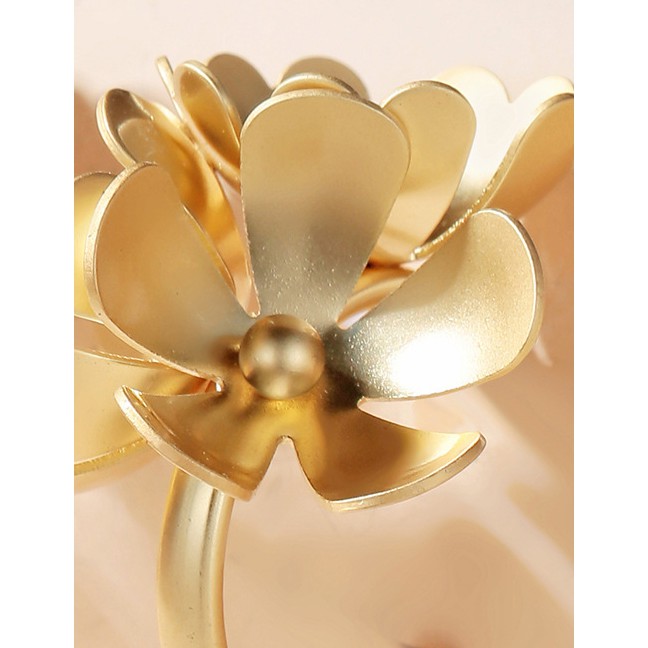 LRC Anting Tusuk Fashion Golden Large Petal Alloy Multi-layer Earrings K44590