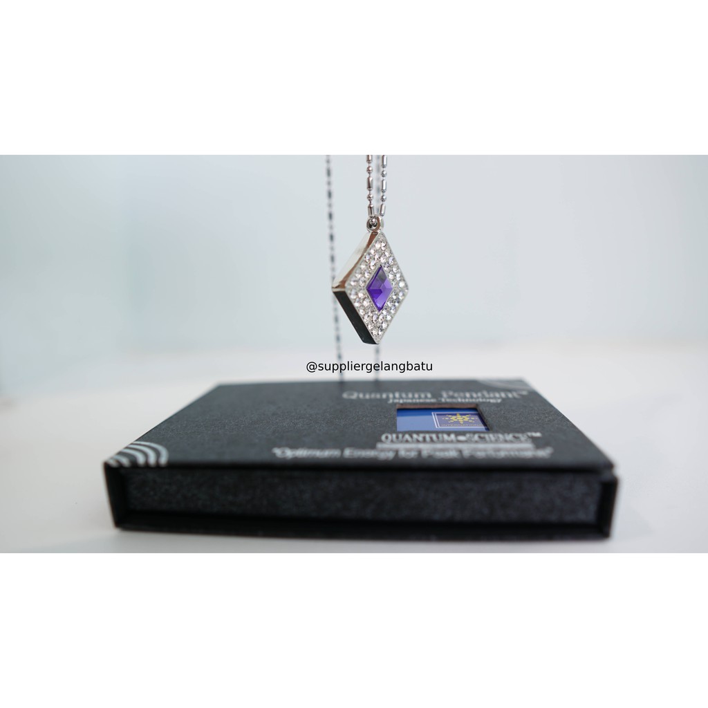 kotak swarovski hijau safir Kalung quantum Pendant Permata sapphire