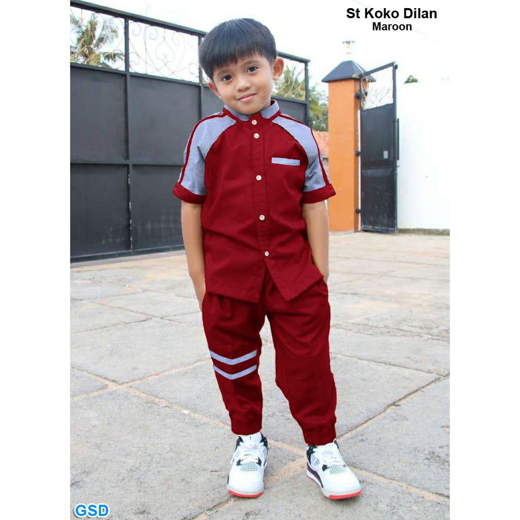Set Koko dilan/Baju Koko Anak/Baju Gamis Anak Laki-Laki/Baju Dan Celana Joger Anak/Baju Lebaran