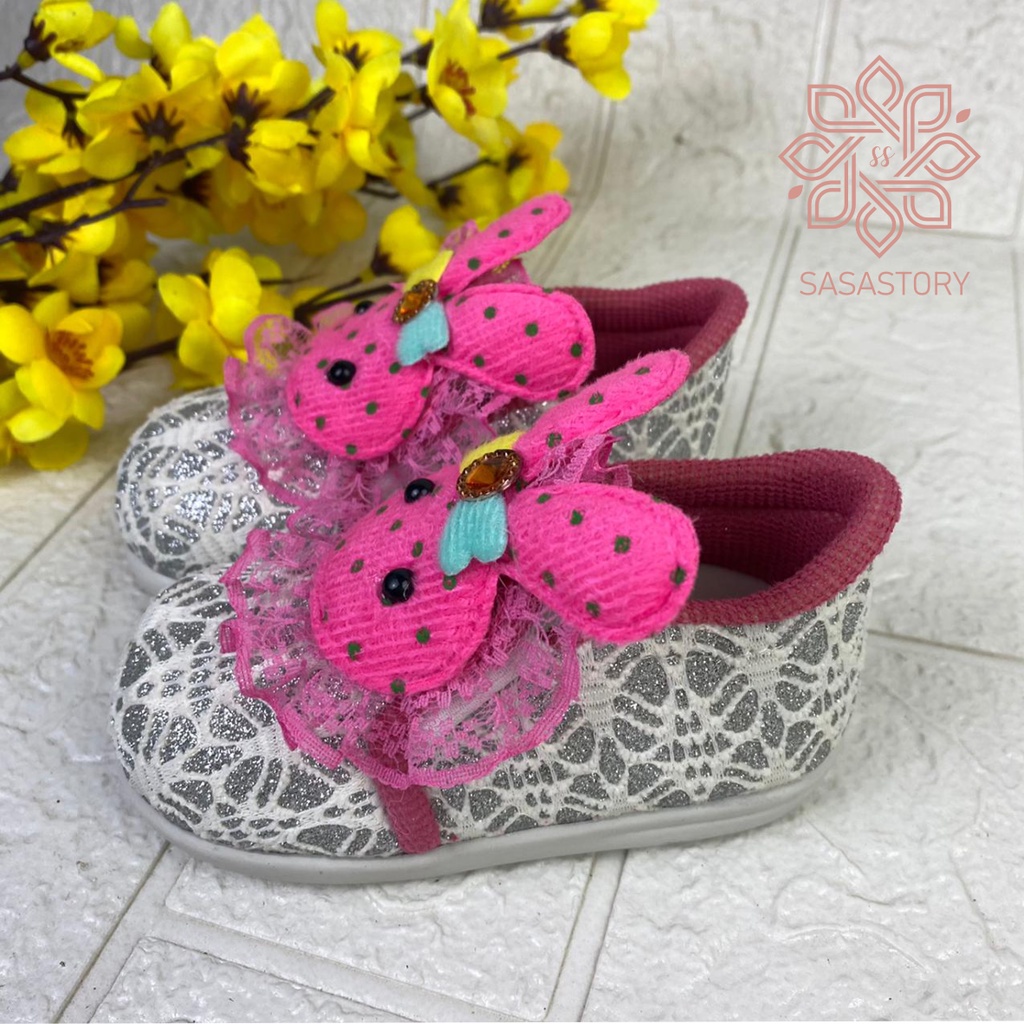 SEPATU SLIP ON ANAK BONEKA BROKAT BUNYI 1 2 3 TAHUN CA47