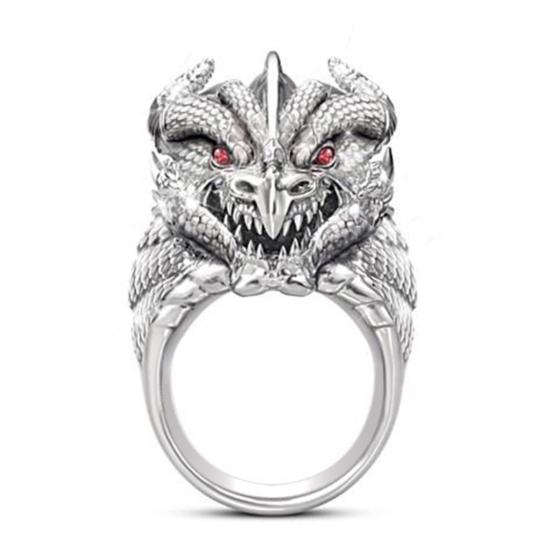 Kepala Naga Cincin Stainless Steel Cincin Cincin Pernikahan Pria Punk Rock Gothic Naga Cincin Pernikahan untuk Pria Cincin Jari Kepala Naga Hadiah Perhiasan Natal