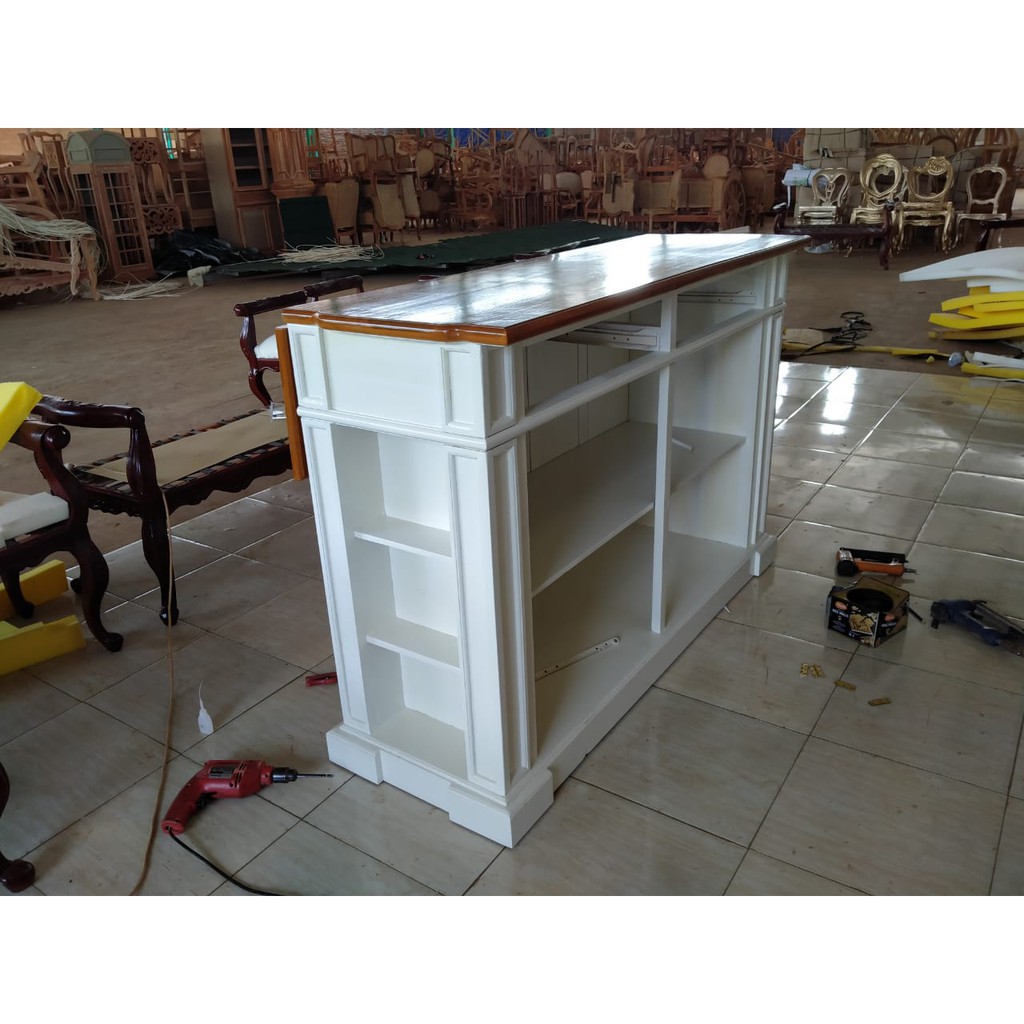 Meja Bar Kayu Mahoni Minimalis - Meja Bar Cafe Modern