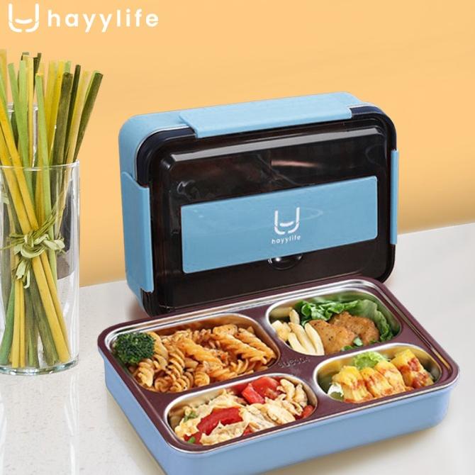 hayylife kotak makan stainless bento lunch box 4 sekat 1000 ml