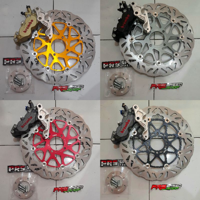 paket pengereman satria 2tak disc psm 300mm kaliper brembo 4p big braket adaptor pnp hiu lumba 300