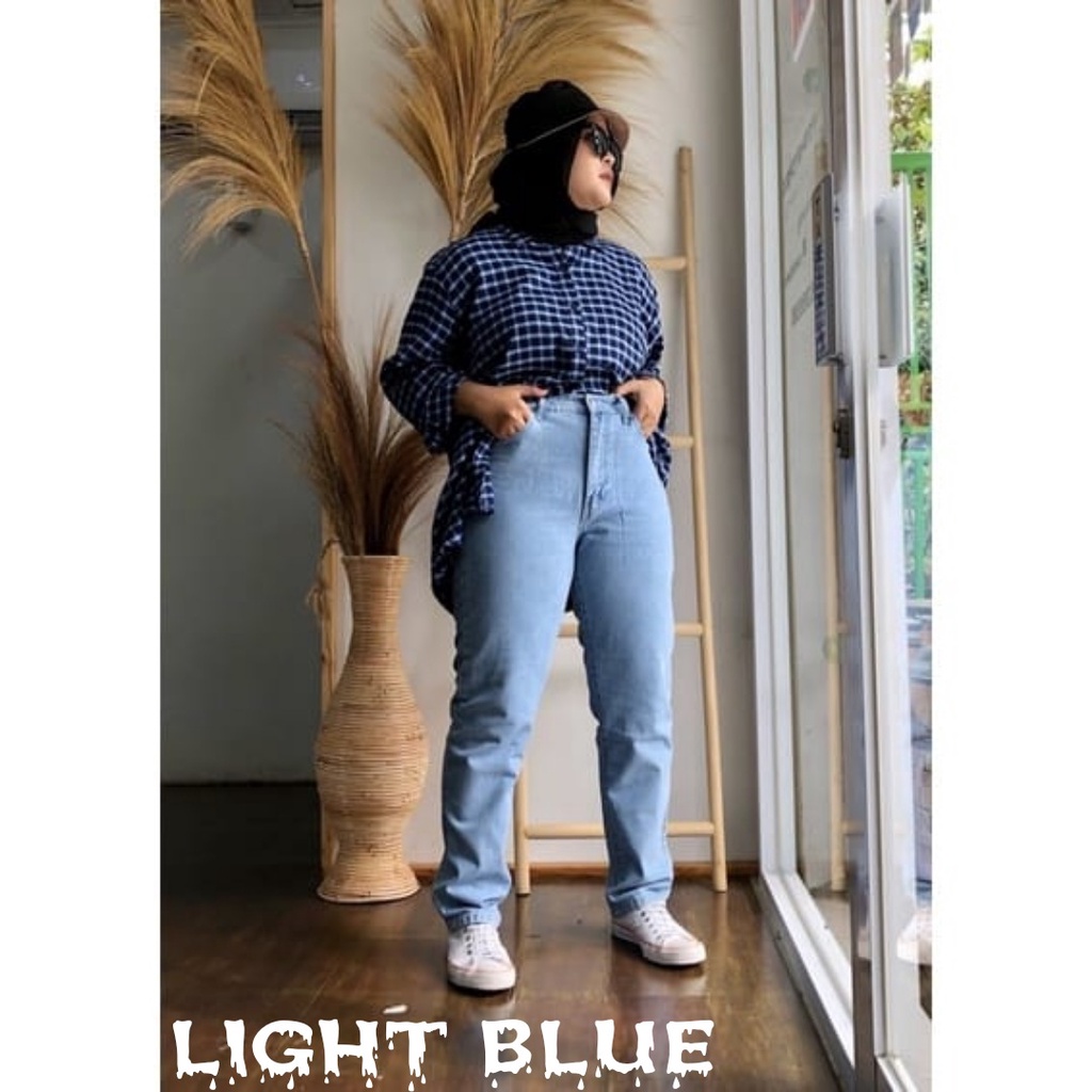 YAOSHI STORE - Celana Highwaist Boyfriend Jeans Wanita - HW Boyfriend Jeans Super Jumbo Size 35-40