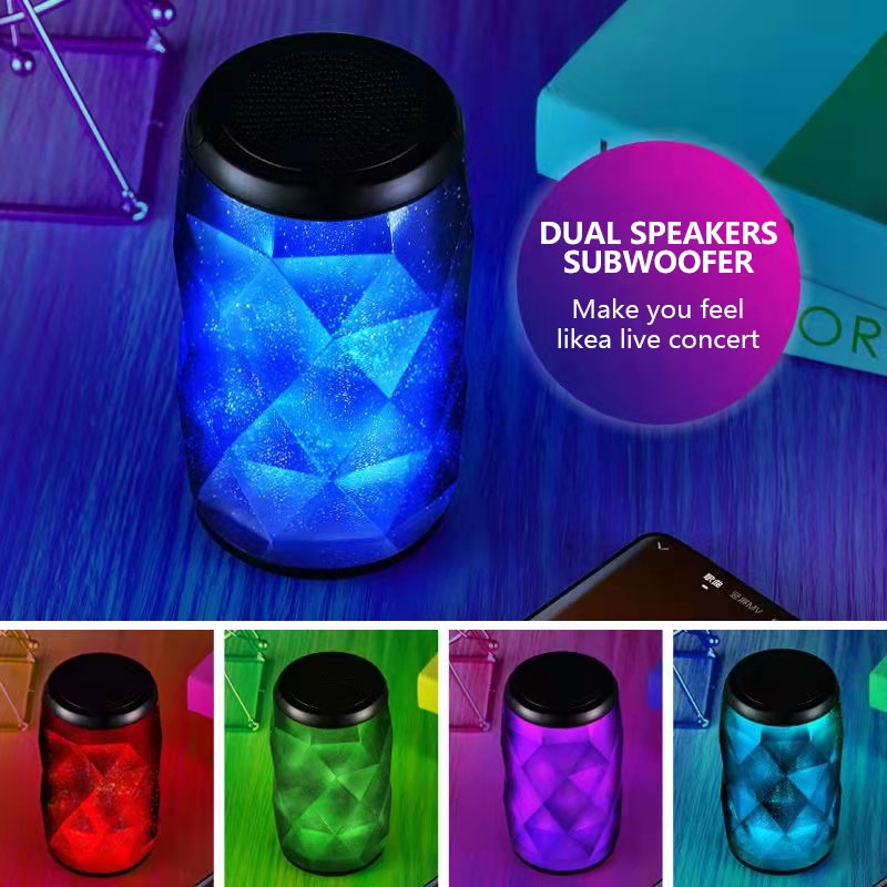 AFS Speaker Bluetooth T11 Portable Wireless Compatible 5.0 Subwoofer Speaker Colorful LED Light Stereo Bass Sound Box Audio Bluetooth Portable Lespeker Bluetooth