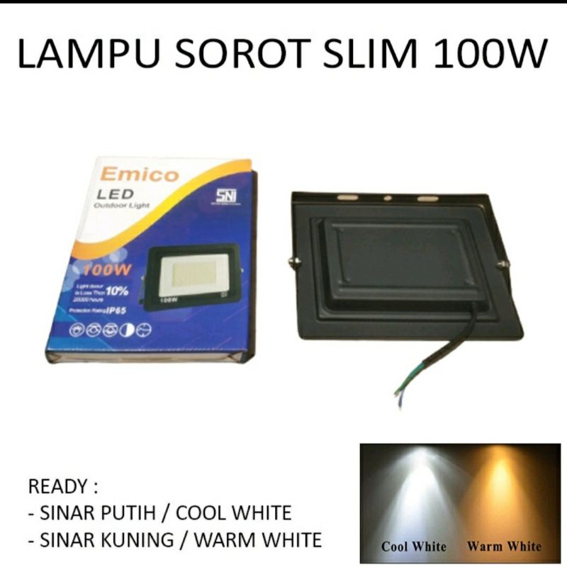 emico lampu sorot led 100 watt   floodlight outdoor tembak lapangan