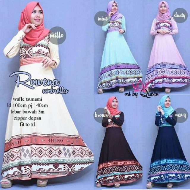 Rowena Maxi, Maxi dress, dress muslim, gaun muslim, gamis, dress kondangan, dress motof, motif batik