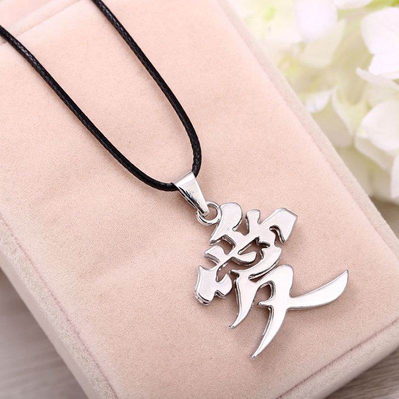 NARUTO NECKLACE Gaara Love Kanji Symbol Pendant Sasuke Itachi Kunai Ninja Anime