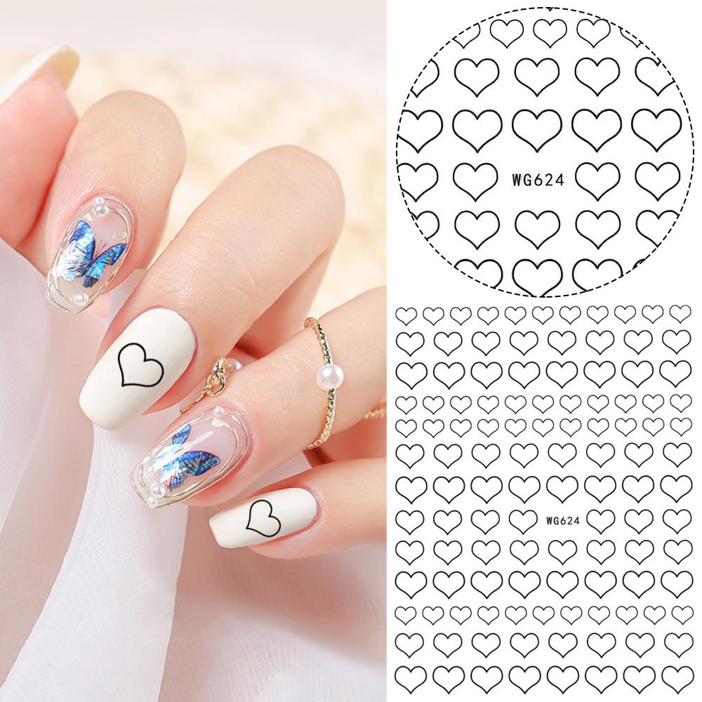 Preva 1pc Stiker Kuku Nail Aksesoris Paku Emas Desain Hati Love Sederhana