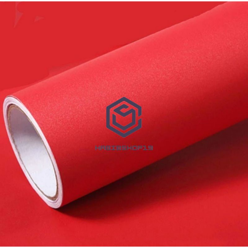 Wallpaper Sticker Dinding Embos Polos Merah 10mx45cm