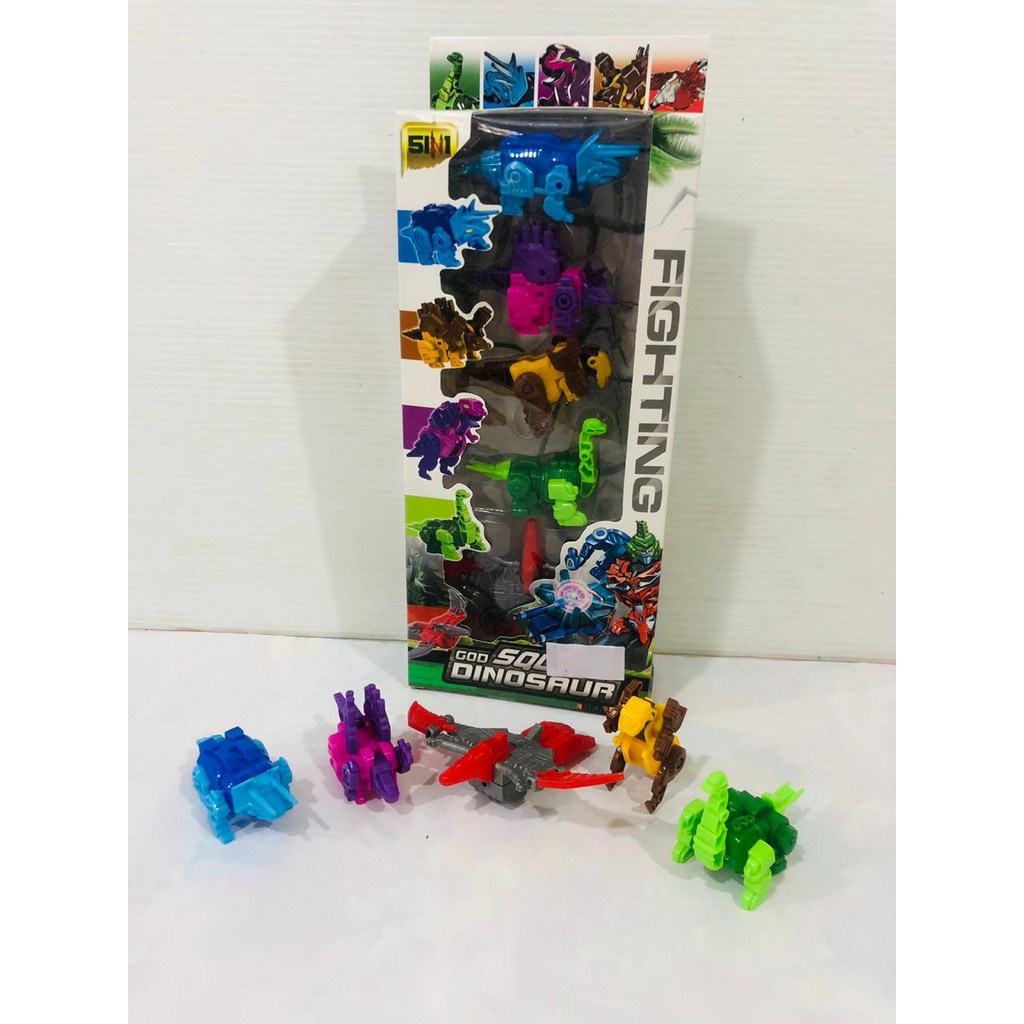 Mainan Dinosaurus Robot isi 5pcs digabung jadi robot besar