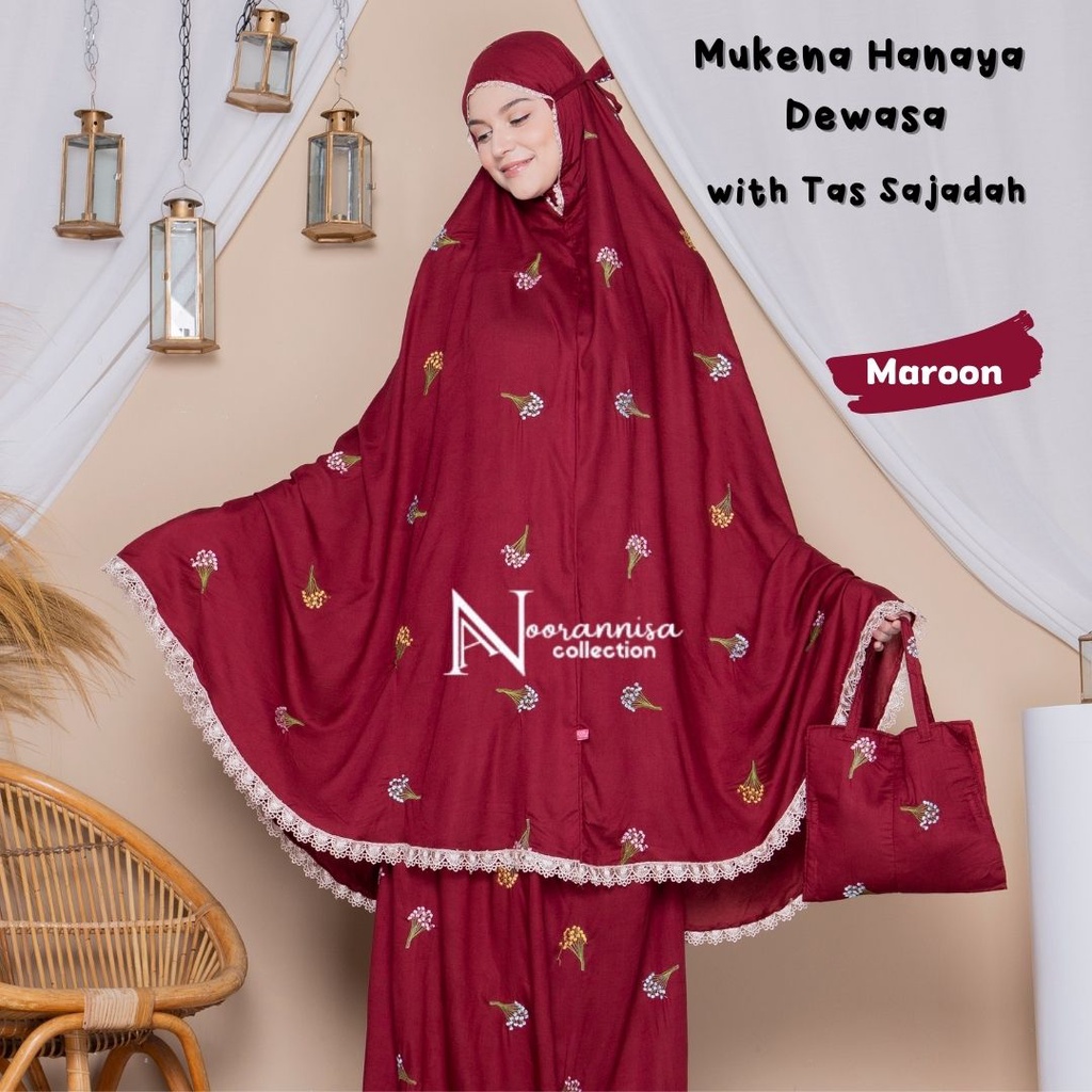 Mukena Bordir Dewasa Tas Sajadah Hanaya Katun Rayon Premium