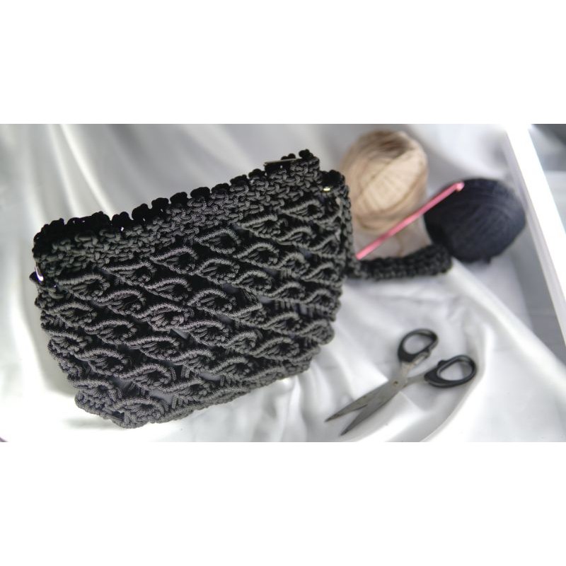 tas rajut / macrame tali kur hitam