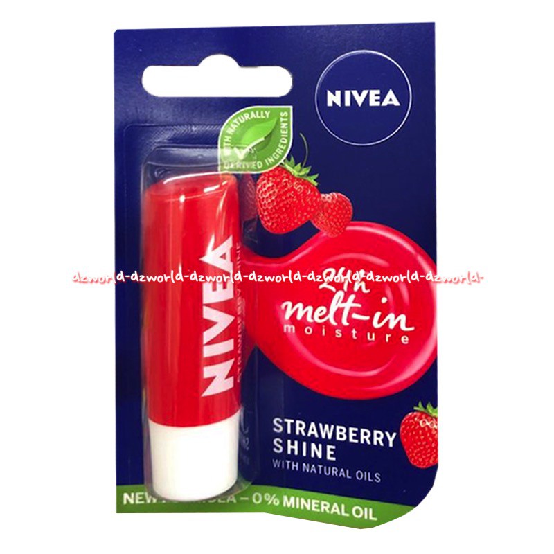 Nivea Strawberry Shine Caring Lip Balm Lip Care Lipgloss 24-h Melt in