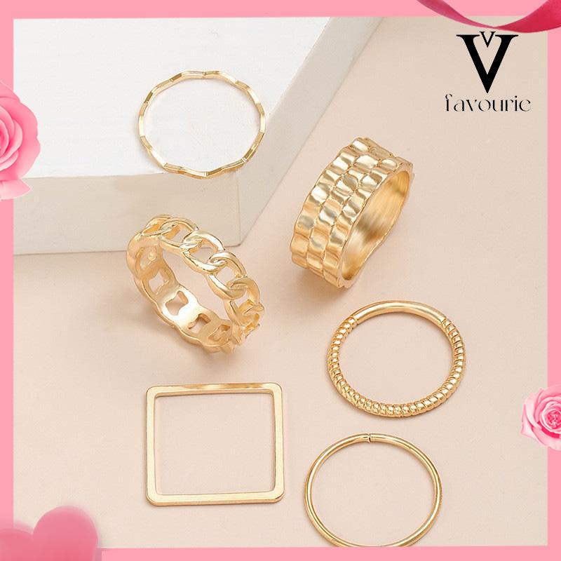 [COD]4pcs / Set Cincin Jari Telunjuk Bentuk Geometris Gaya Retro Untuk Wanita-FA