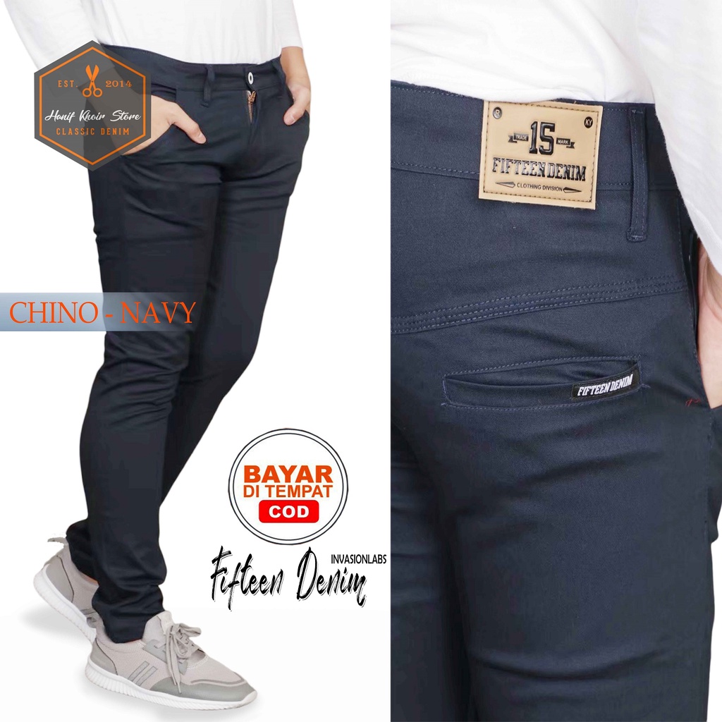 CELANA CHINO PANJANG TERLARIS FIFTEEN DENIM cowo/pria murah original skiny semi slimfit