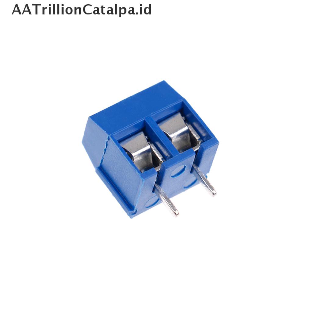 【AATrillionCatalpa】 10Pcs blue 2-pin pitch screw terminal block connector 5.08mm panel pcb mount  ID