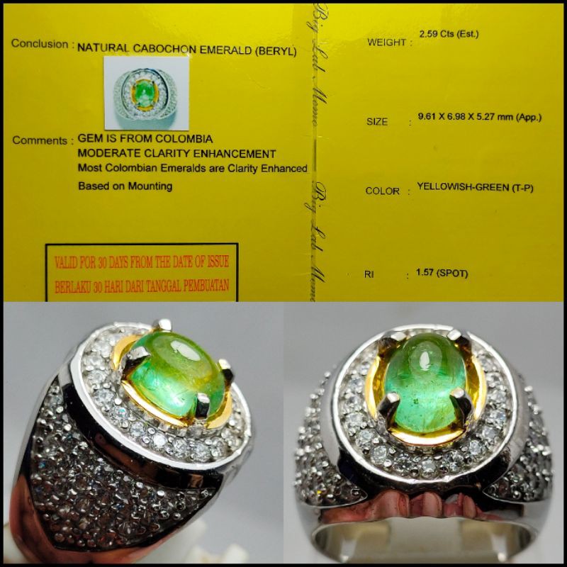 NATURAL EMERALD BERYL ZAMRUD COLOMBIA CABOCHON