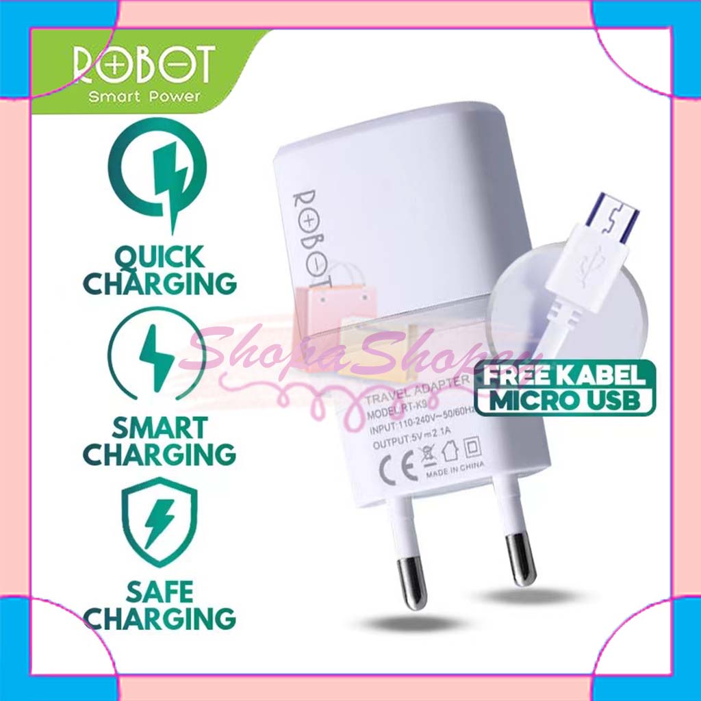 Charger FAST CHARGING ROBOT RT-K9 White - Free Kabel MICRO USB