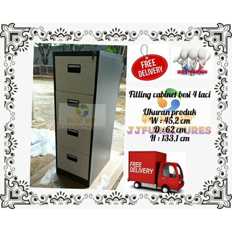 Lemari Kabinet/Filling Cabinet 4 Laci/Filing Cabinet  Besi