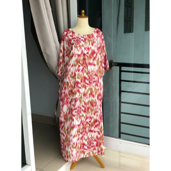 Daster Rayon Habel / DASTER POLKA Longdress, Lengan raglan 3/4-DLT 15