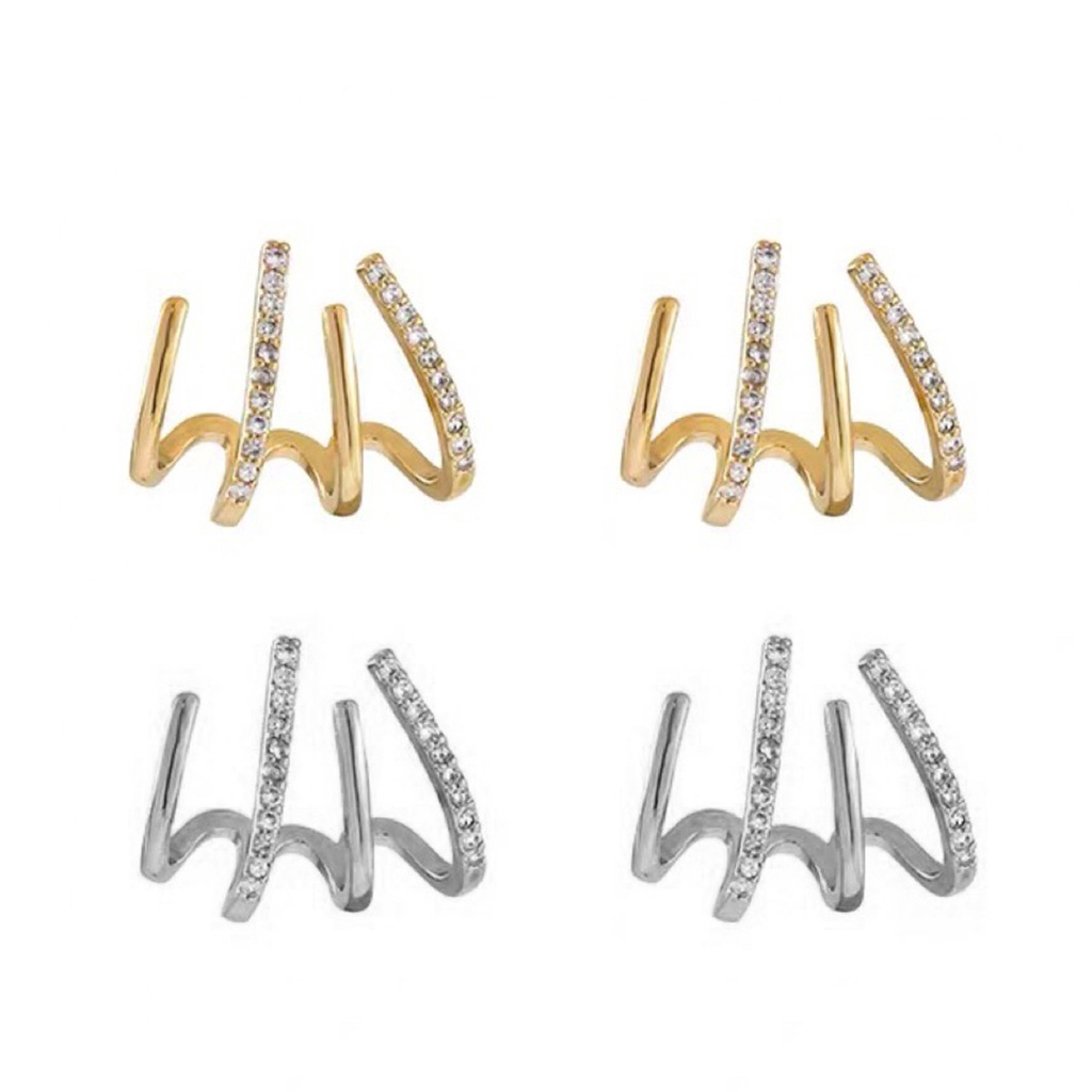 Hu Hu Hu Hu Hu Alat Bantu Pasang Kacamata♡ 1 Pasang Anting Stud Berlian Imitasi Empat Cakar Gaya Korea Untuk Perhiasan
