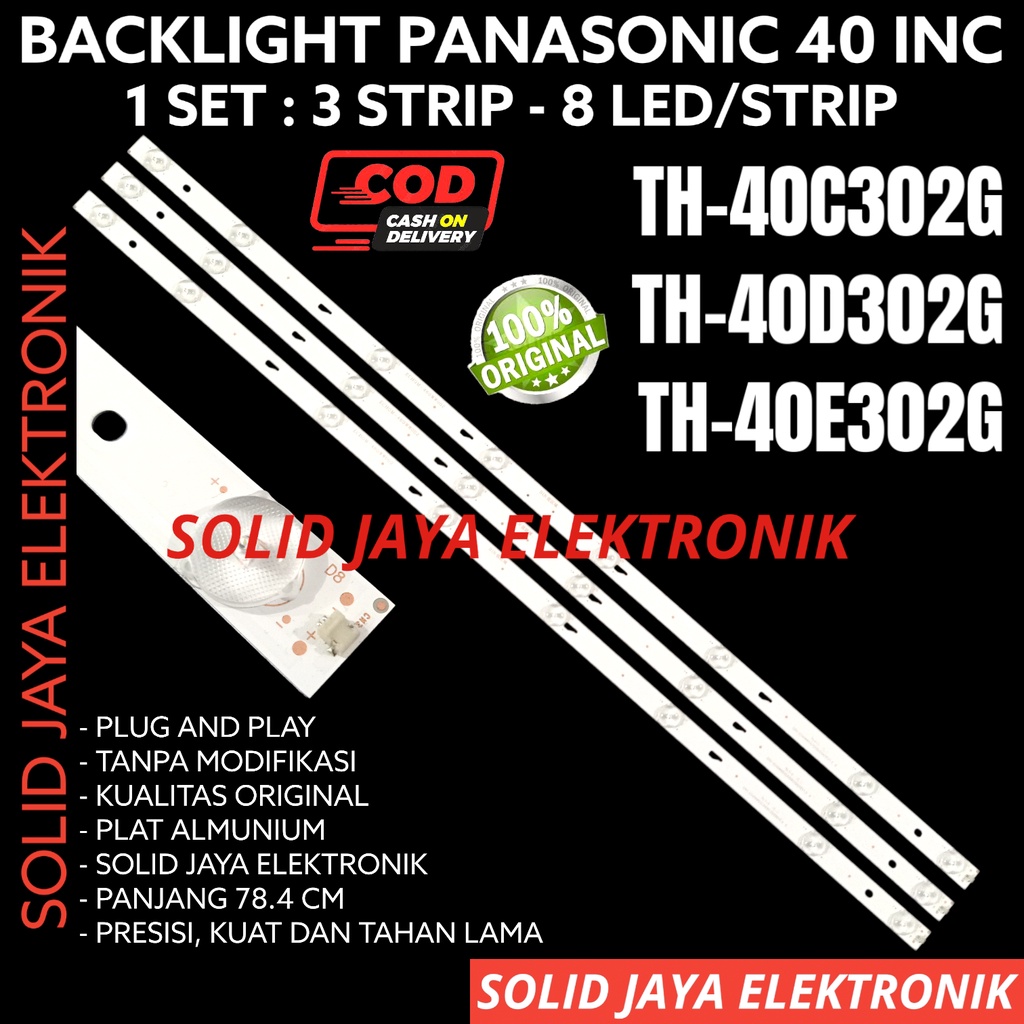 BACKLIGHT TV LED PANASONIC 40 INC TH-40C302G TH-40D302G TH-40E302G TH40C302G TH40D302G TH40E302G TH 40C302 40D302 40E302 40C302G 40D302G 40E302G LAMPU BL 8K 3V 40C 40D 40E 8 KANCING PANASONIK INCH IN TH40C302 TH40D302 TH40E302 TH-40C302 TH-40D302 40INC 40